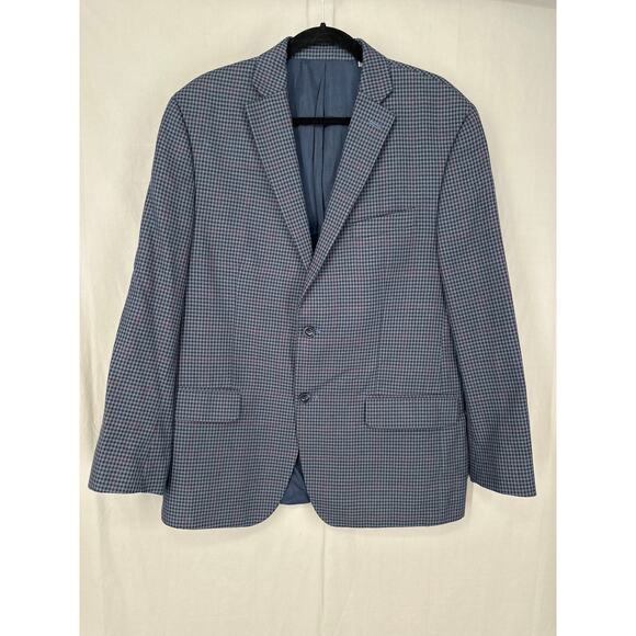 Michael Kors Jacket Mens 42R Blue Plaid Sport Coat Blazer Two Button - Picture 1 of 7
